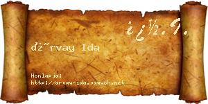 Árvay Ida névjegykártya