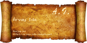 Árvay Ida névjegykártya